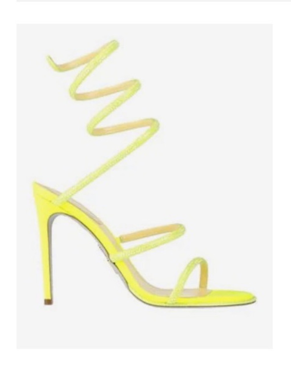 Rene Caovilla Neon Yellow Spiral Lace Stiletto Sandals